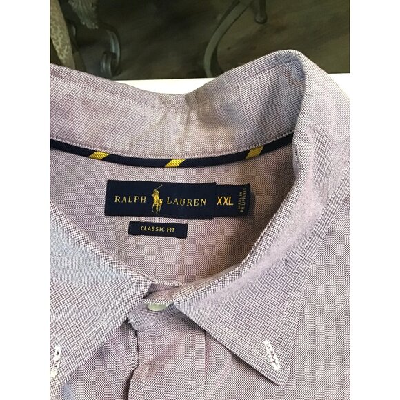RALPH LAUREN MENS PURPLE CLASSIC FIT COTTON LONG SLEEVE BUTTON DOWN SHIRT SZ XXL - Picture 3 of 7